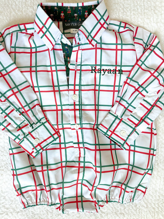 Plaid Nutcracker Button-Down Bubble