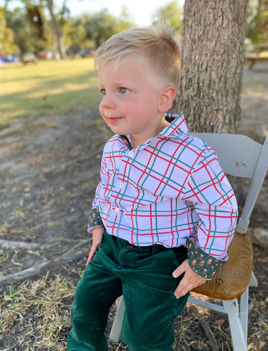 Plaid Nutcracker Button-Down Shirt