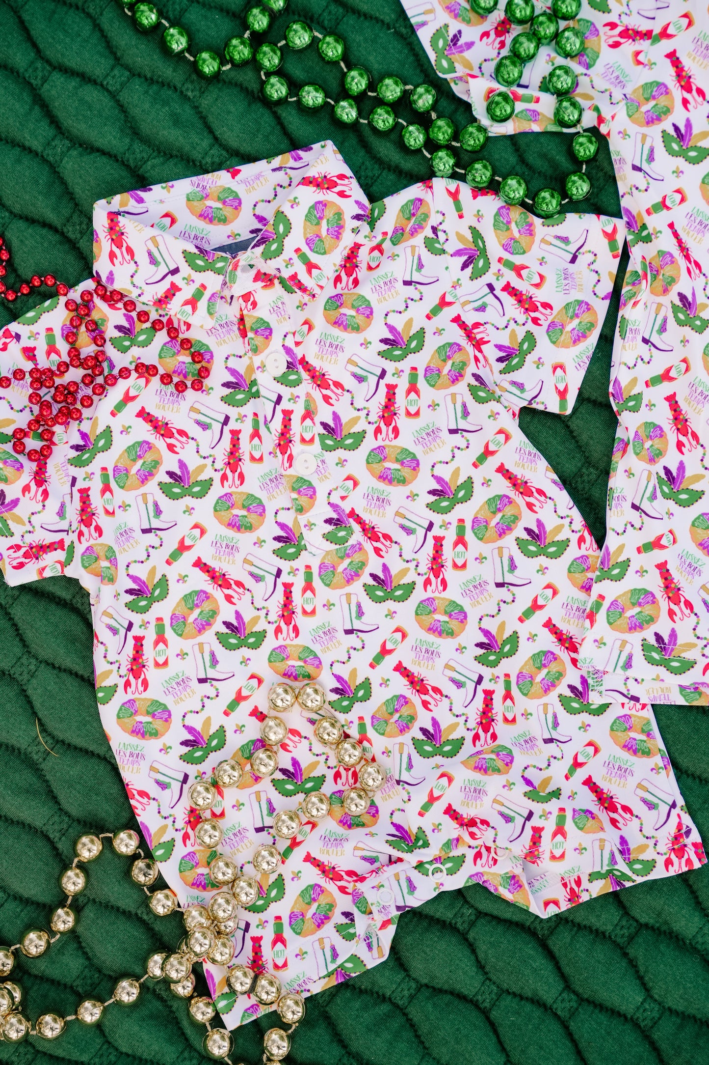 SS X Hemline Mardi Gras Polo Romper