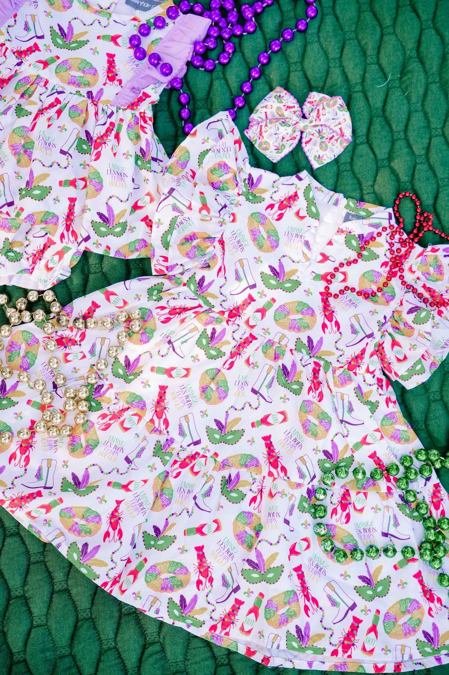 SS X Hemline Mardi Gras V-Neck Dress