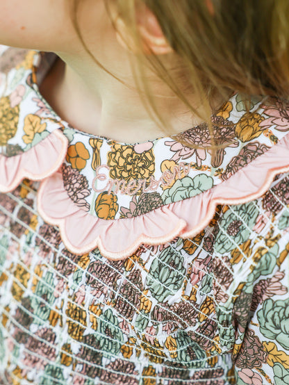Autumn Bloom Skirt Set | Girls Fall Floral Smocked Skirt Set