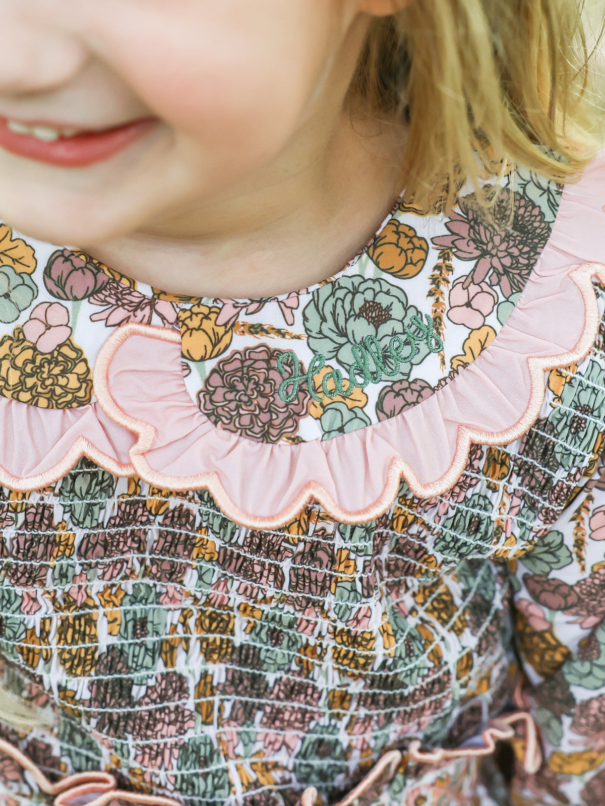 Autumn Bloom Skirt Set | Girls Fall Floral Smocked Skirt Set