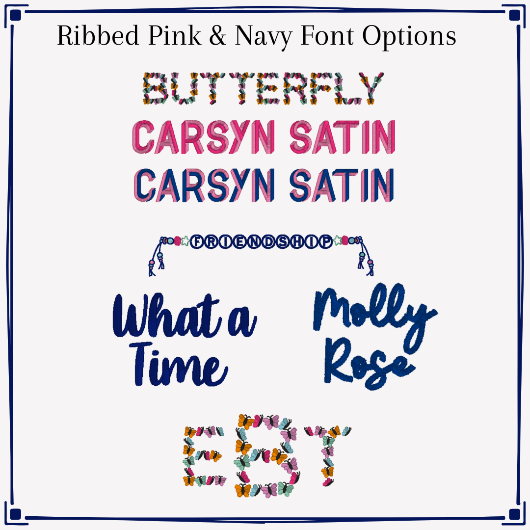 Navy & Pink Ribbed Short Set