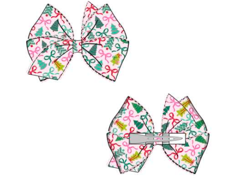 Pink Christmas Medium Hair Bow