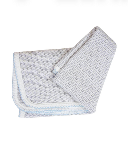 Paty Inc Gray Swaddle Blanket with Blue Trim