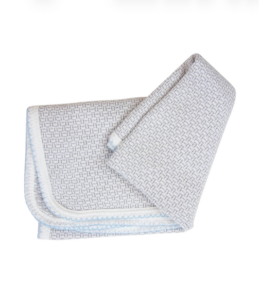 Paty Inc Gray Swaddle Blanket with Blue Trim