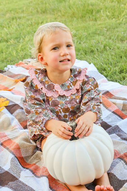 Autumn Bloom Diaper Set | Girls Fall Floral Smocked Diaper Set