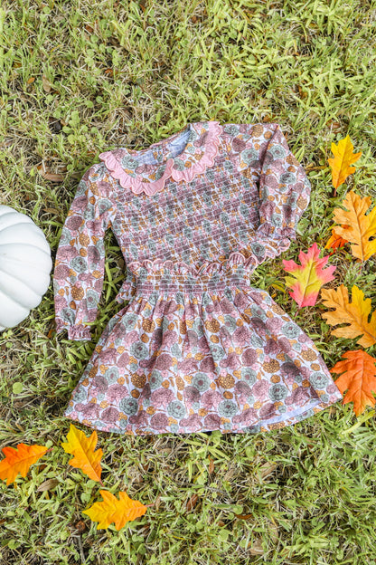 Autumn Bloom Skirt Set | Girls Fall Floral Smocked Skirt Set
