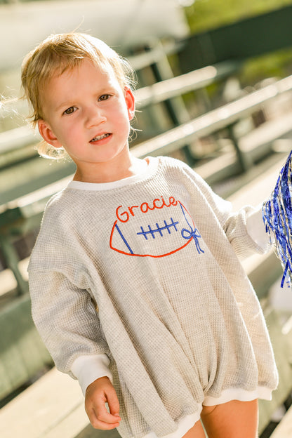 Gray Waffle Bubble Romper | Personalized Baby & Toddler Romper