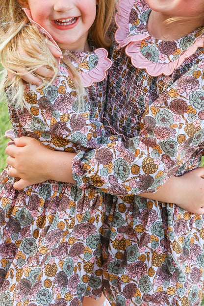 Autumn Bloom Skirt Set | Girls Fall Floral Smocked Skirt Set