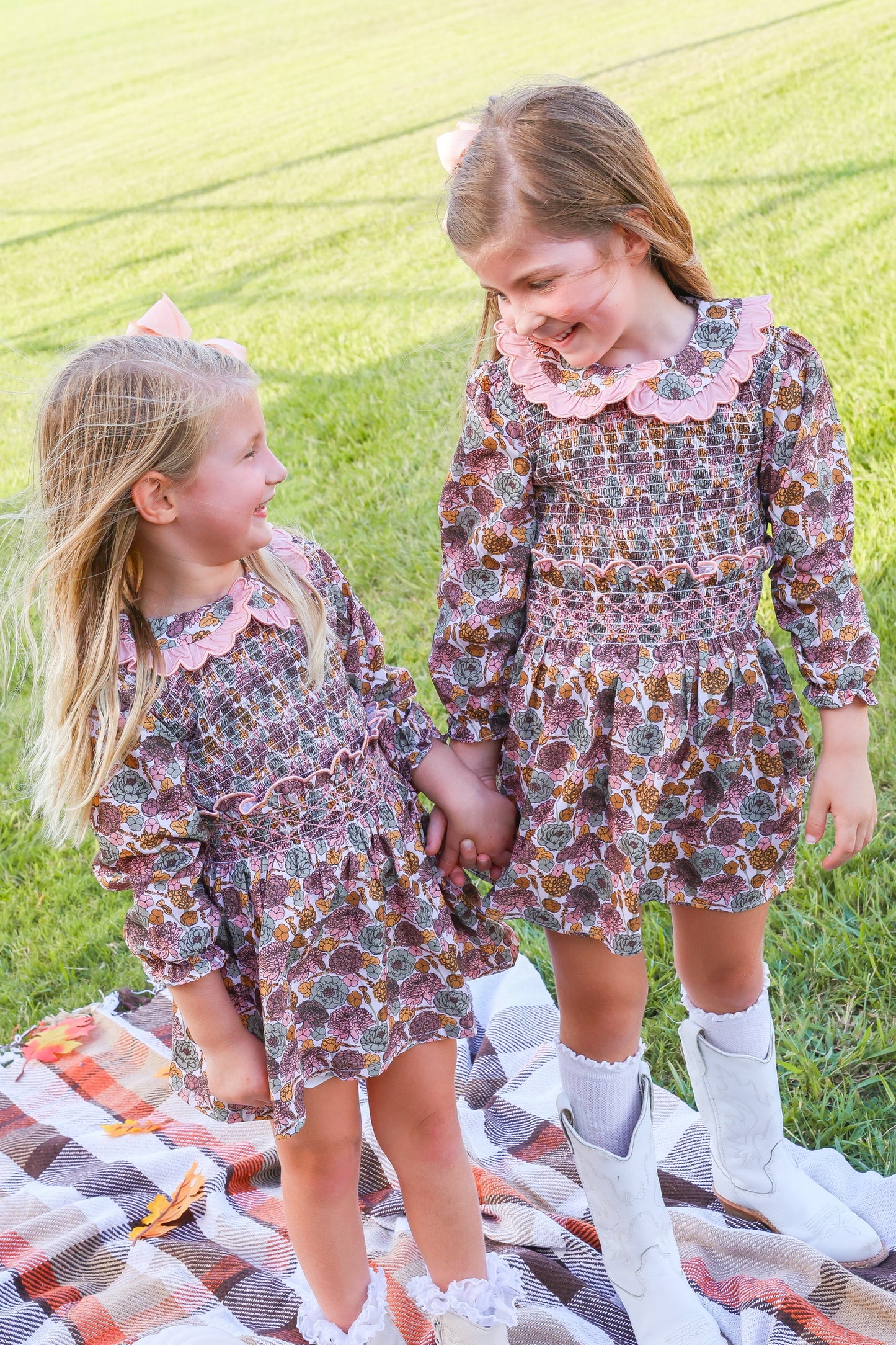 Autumn Bloom Skirt Set | Girls Fall Floral Smocked Skirt Set