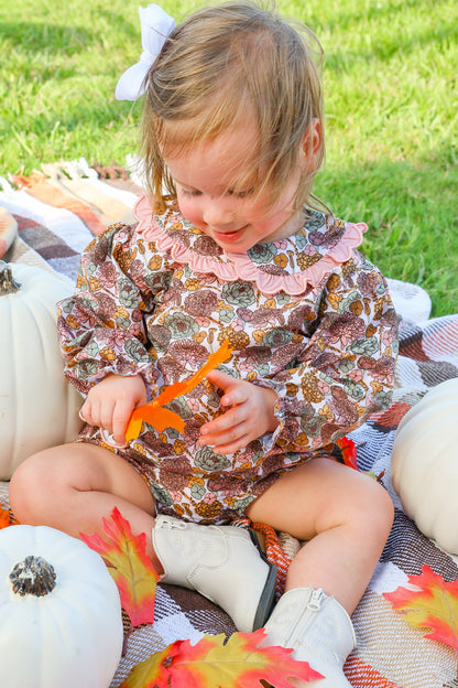 Autumn Bloom Diaper Set | Girls Fall Floral Smocked Diaper Set
