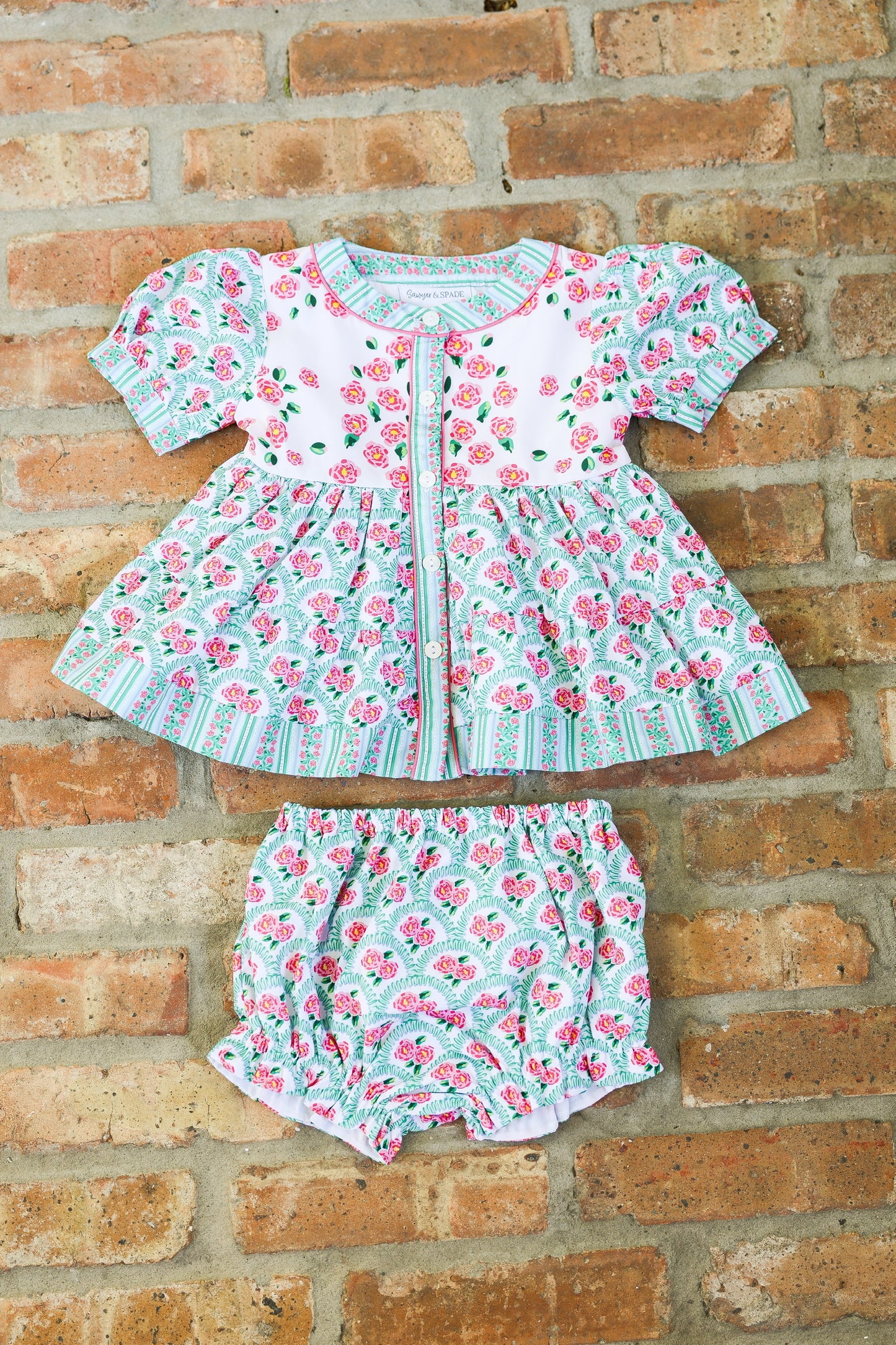 Children's floral dress and bloomers set 