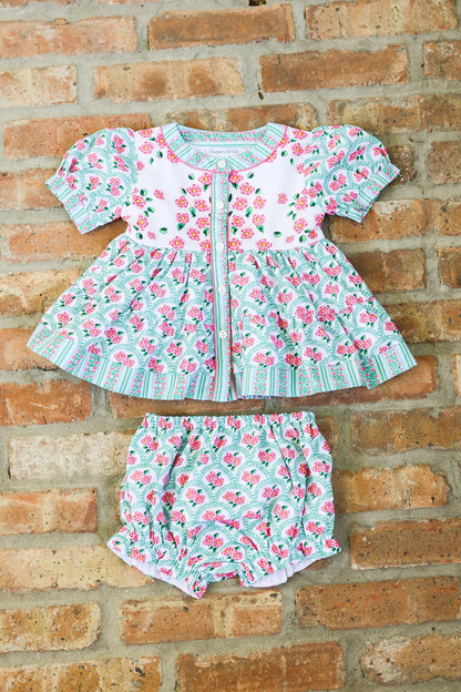 Children's floral dress and bloomers set 