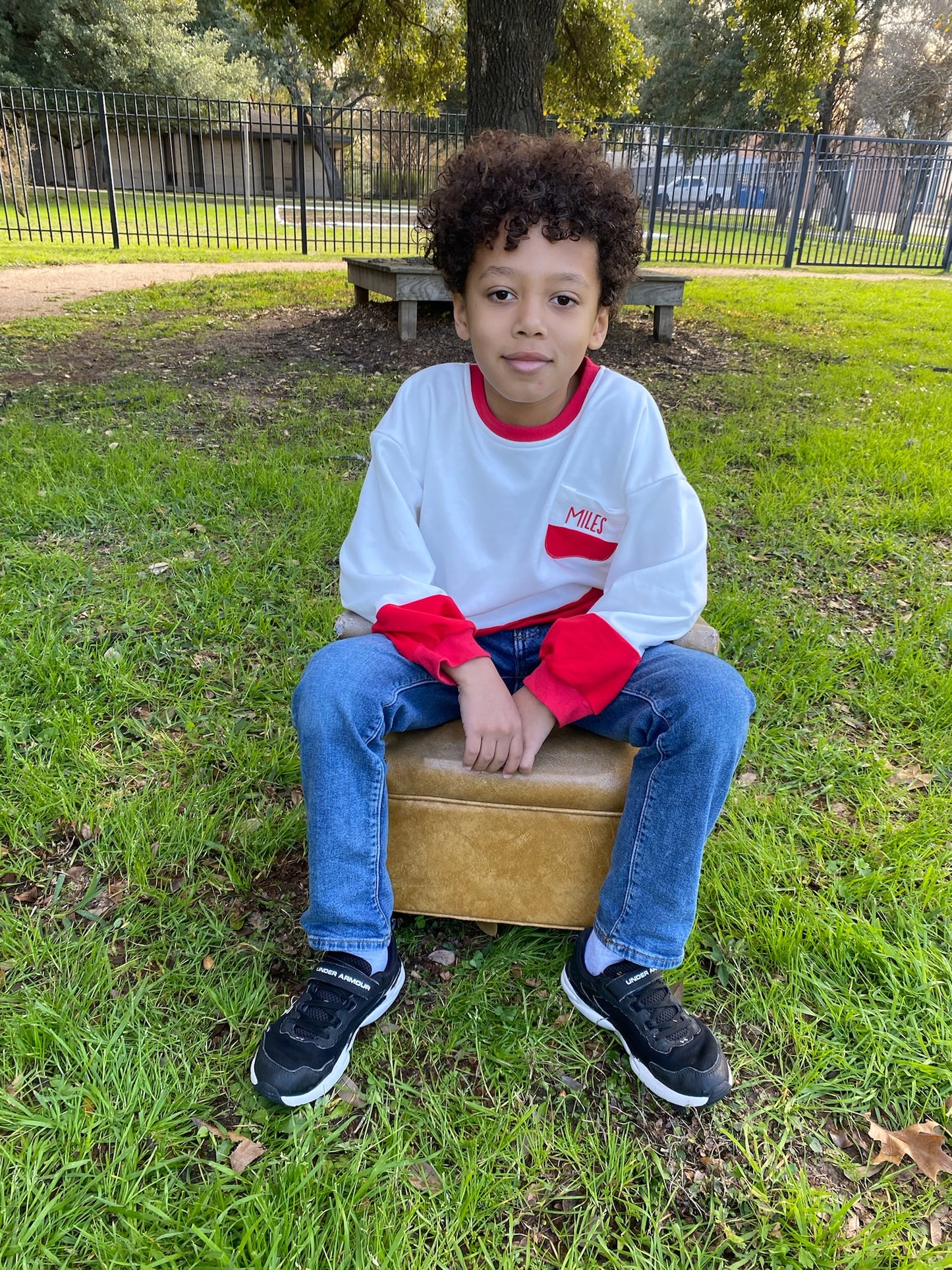 Red Colorblock Oversized  Sweatshirt