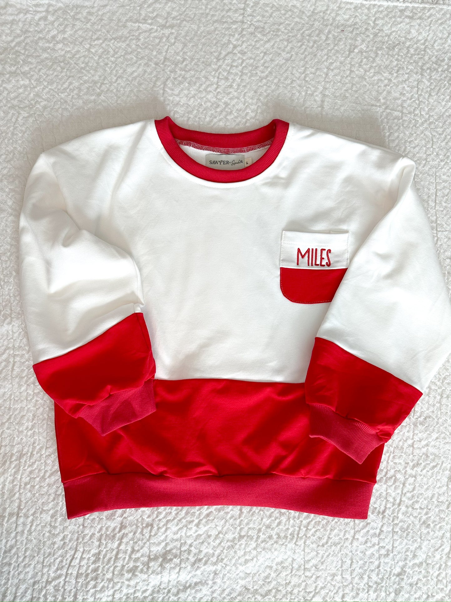 Red Colorblock Oversized  Sweatshirt