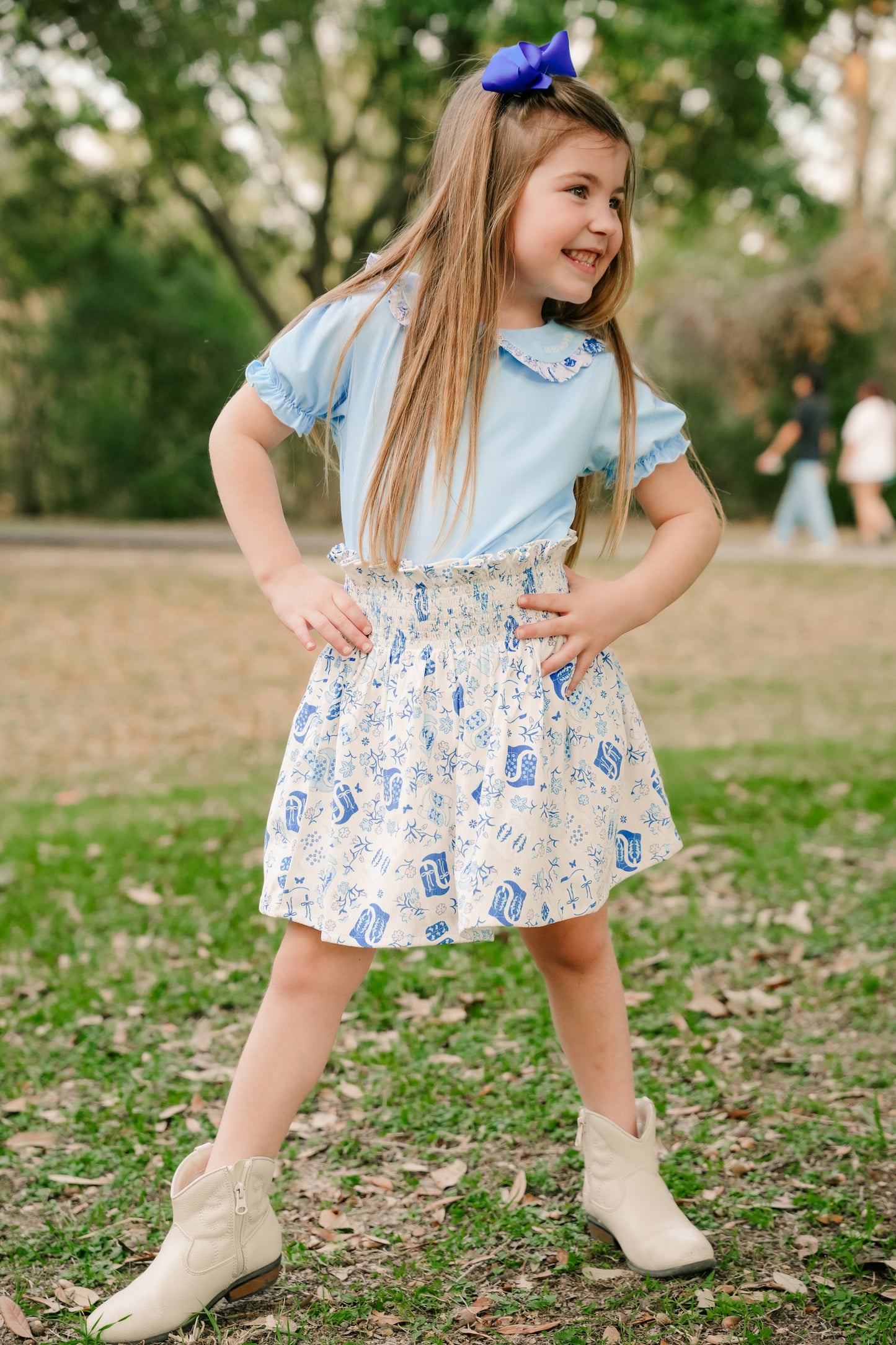 Blue Boots Rodeo Shirt & Skirt Set