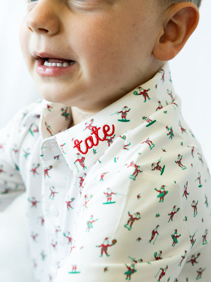 Boys Cool Santa Performance Polo | Father & Son Matching Christmas Polo