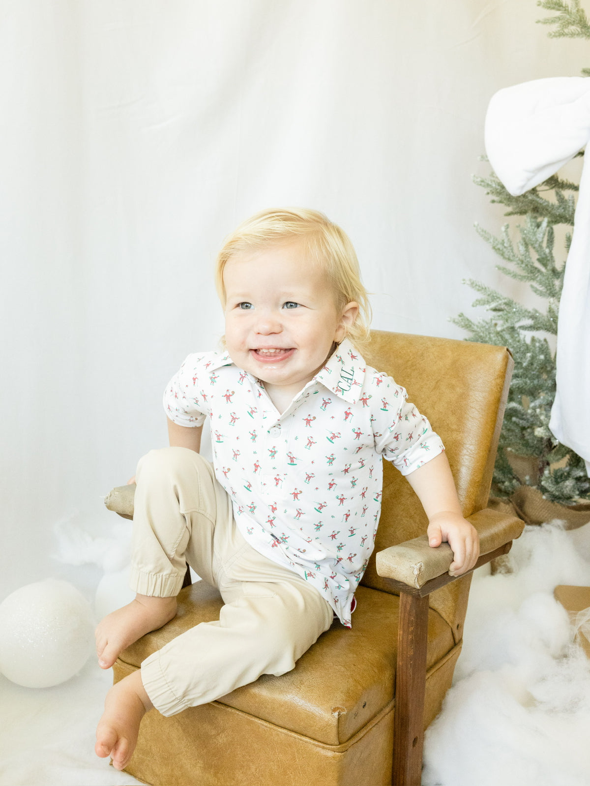 Boys Cool Santa Performance Polo | Father & Son Matching Christmas Polo