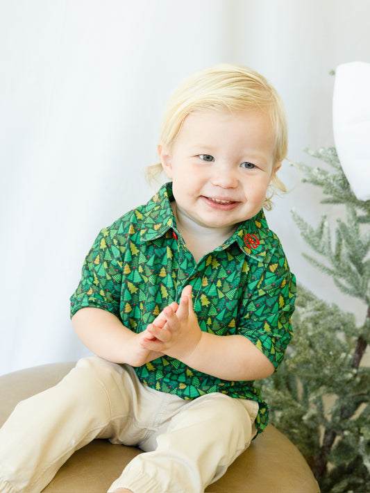 Christmas Tree Performance Polo Shirt | Boys Holiday Polo