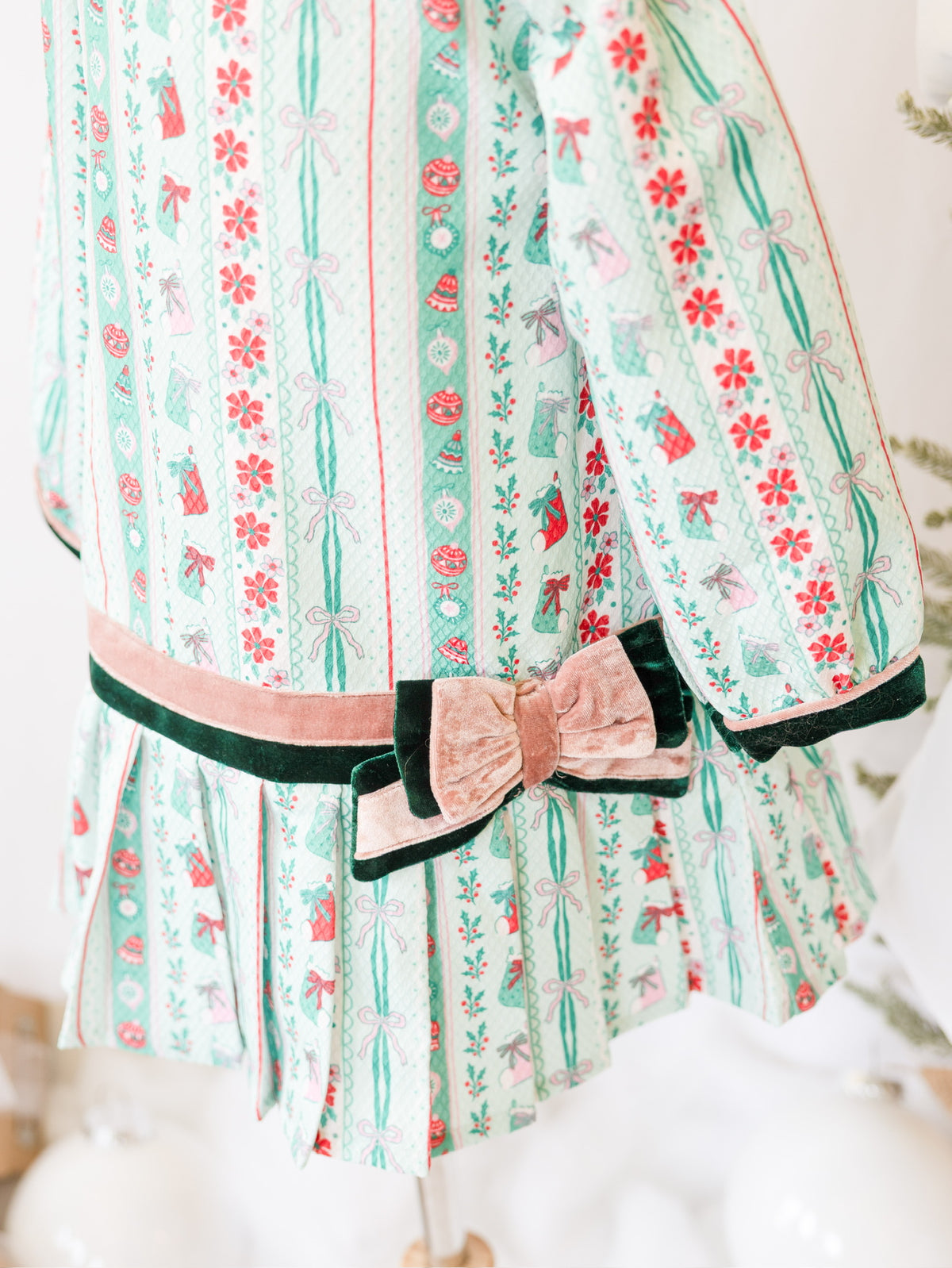 Merry Mint Bow Dress | Girls Christmas Dress