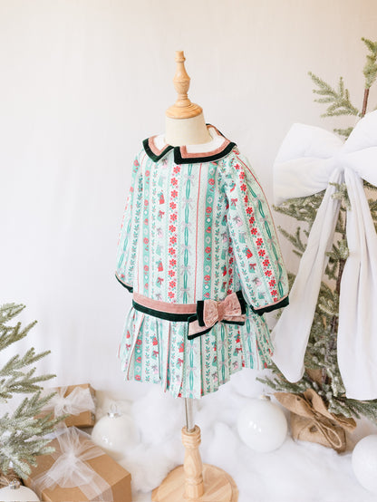 Merry Mint Bow Dress | Girls Christmas Dress