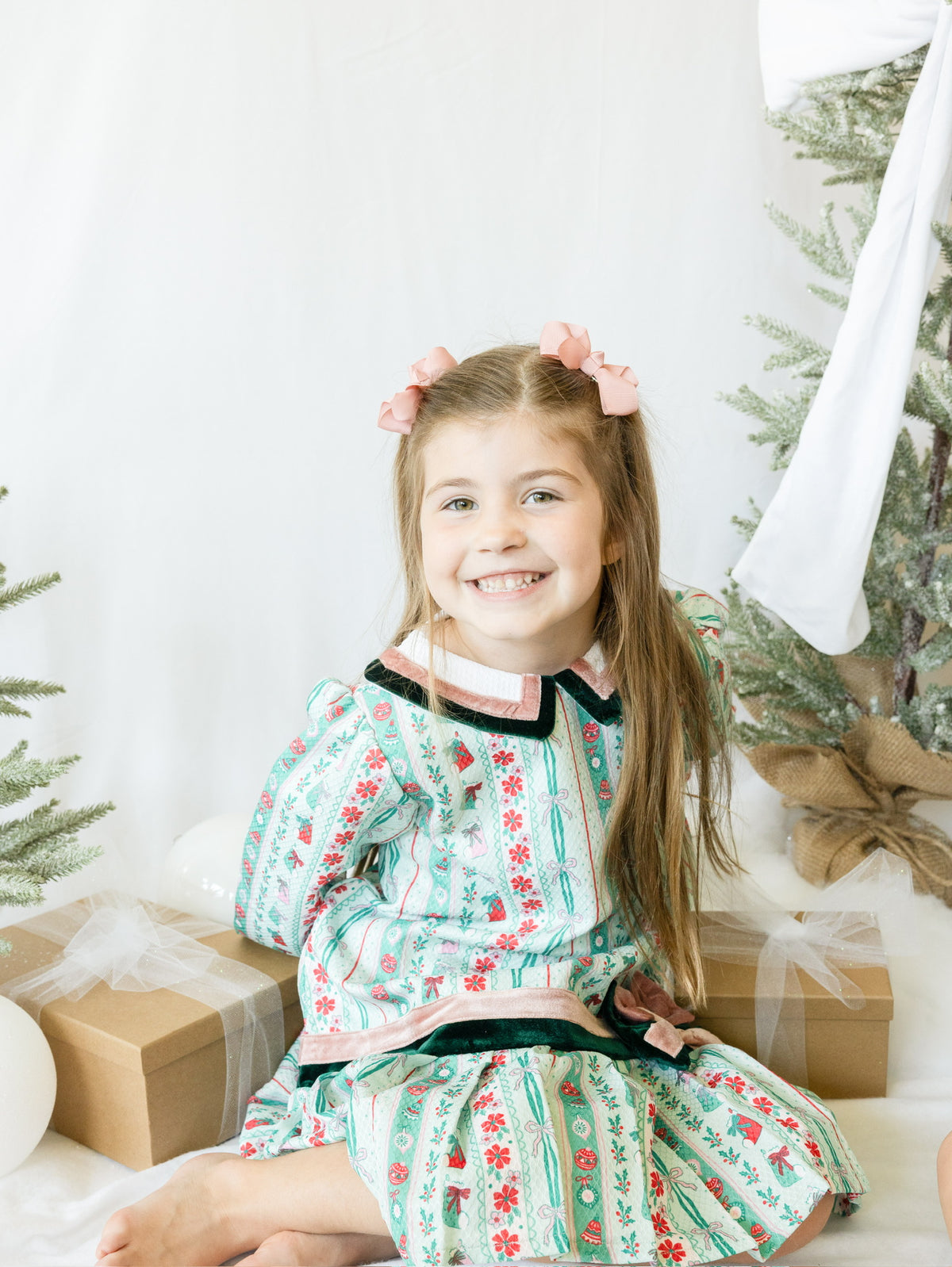 Merry Mint Bow Dress | Girls Christmas Dress