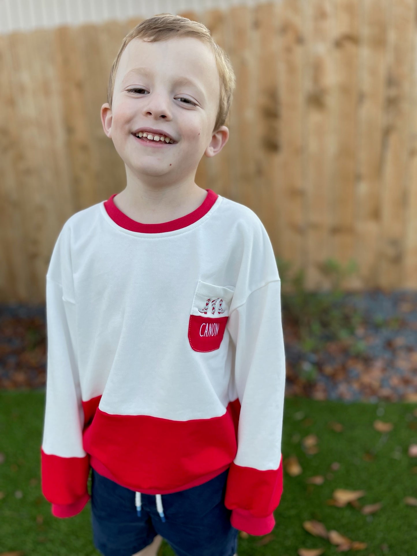 Red Colorblock Oversized  Sweatshirt