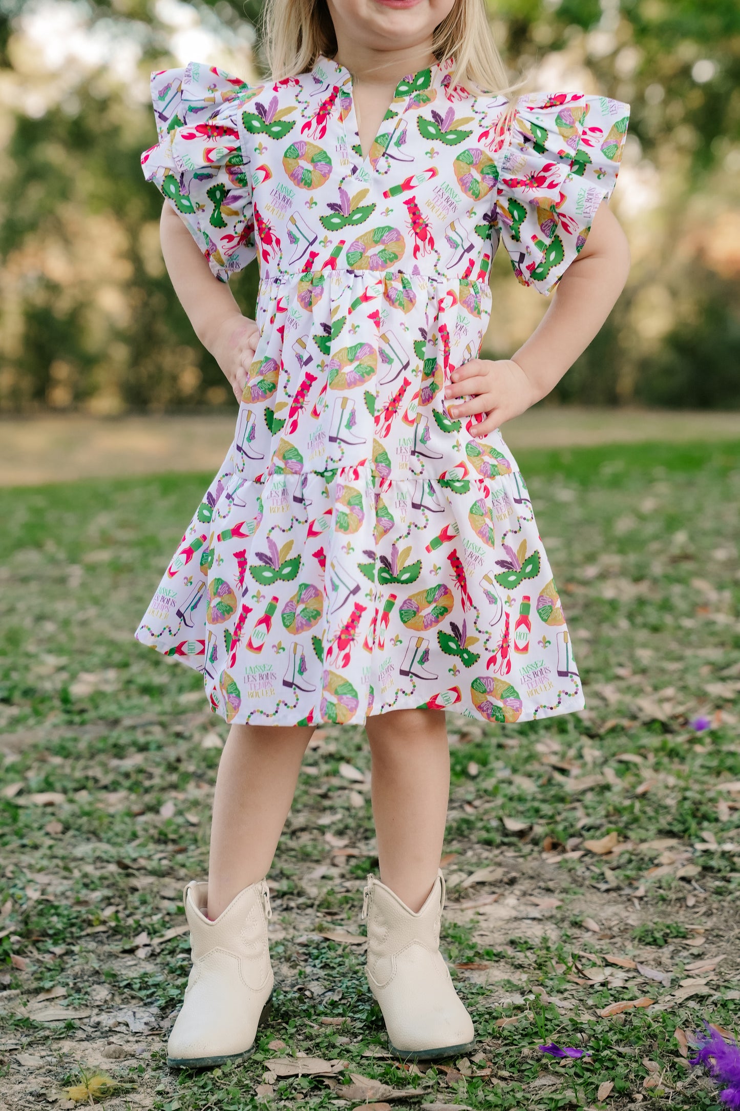 SS X Hemline Mardi Gras V-Neck Dress