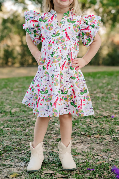 SS X Hemline Mardi Gras V-Neck Dress